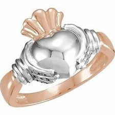 14K Rose/X1 White Claddagh Ring Size 7