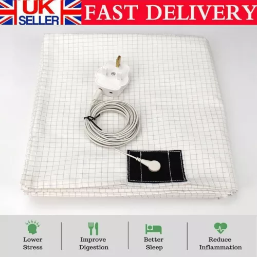 Earthing Sheet for Double Bed Grounding Sheet Queen Size Health Gift UK Plug