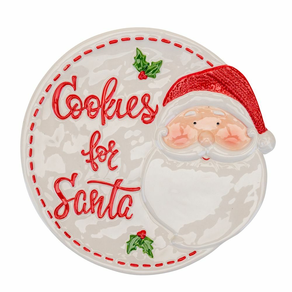Cookies for Santa Father Christmas Eve Treat Plate Glazed Ceramic Large