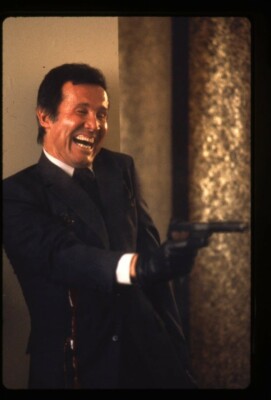 Henry Silva Sharkey's Machine holding gun Original 35mm Transparency Stamped 