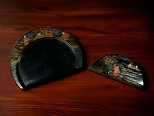 Crumb Tray Silent Butler Black Lacquer Ware Lacquerware Wooden Crumber Japan 