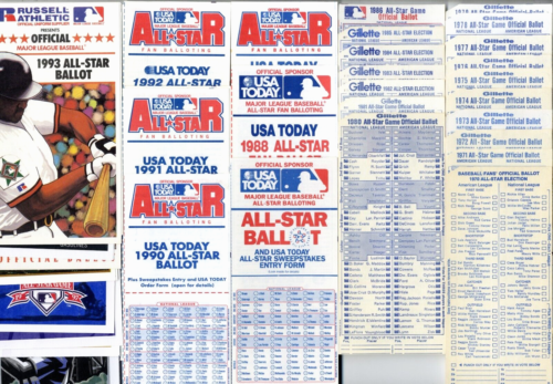 1970-2014 JUEGO COMPLETO (45) LOTE DE BOLETAS DE BÉISBOL MLB ALL-STAR GAME ~ UNA CADA AÑO