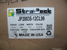 StraPack Strapping Grade Auto Core 8x8 1/2" Wide Color Clear Break 350# 9900 Ft.