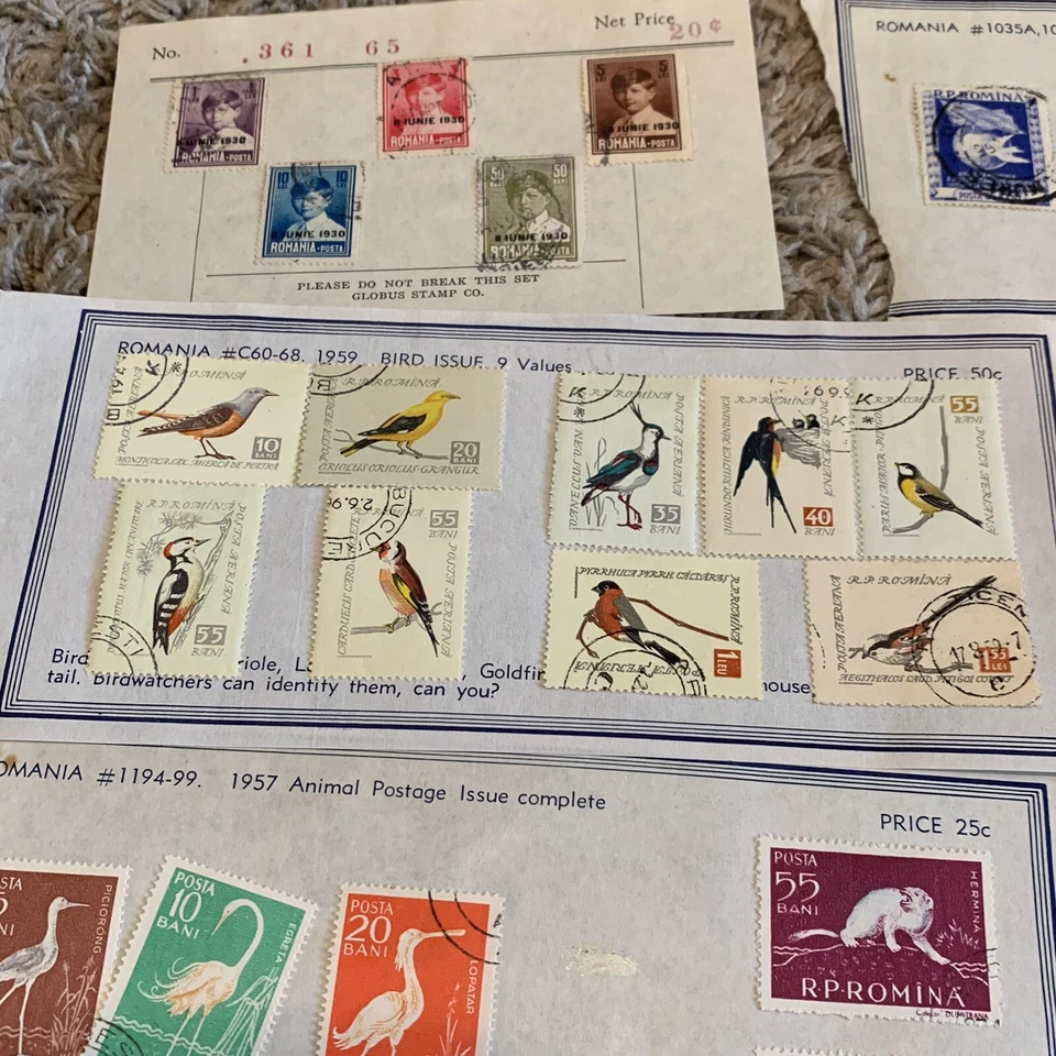 LOTE DE SELLOS DE RUMANIA EN HOJAS DE HOMOLOGACIÓN. JUNIE OVPTS, PÁJAROS, FLORES, ESPACIO Y MÁS Foto 3 de 4