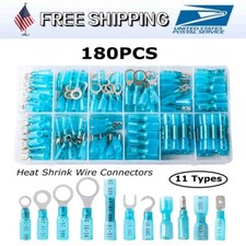 180pcs Blue Heat Shrink Wire Connectors Assortment CrimpTerminal Marine Case Kit