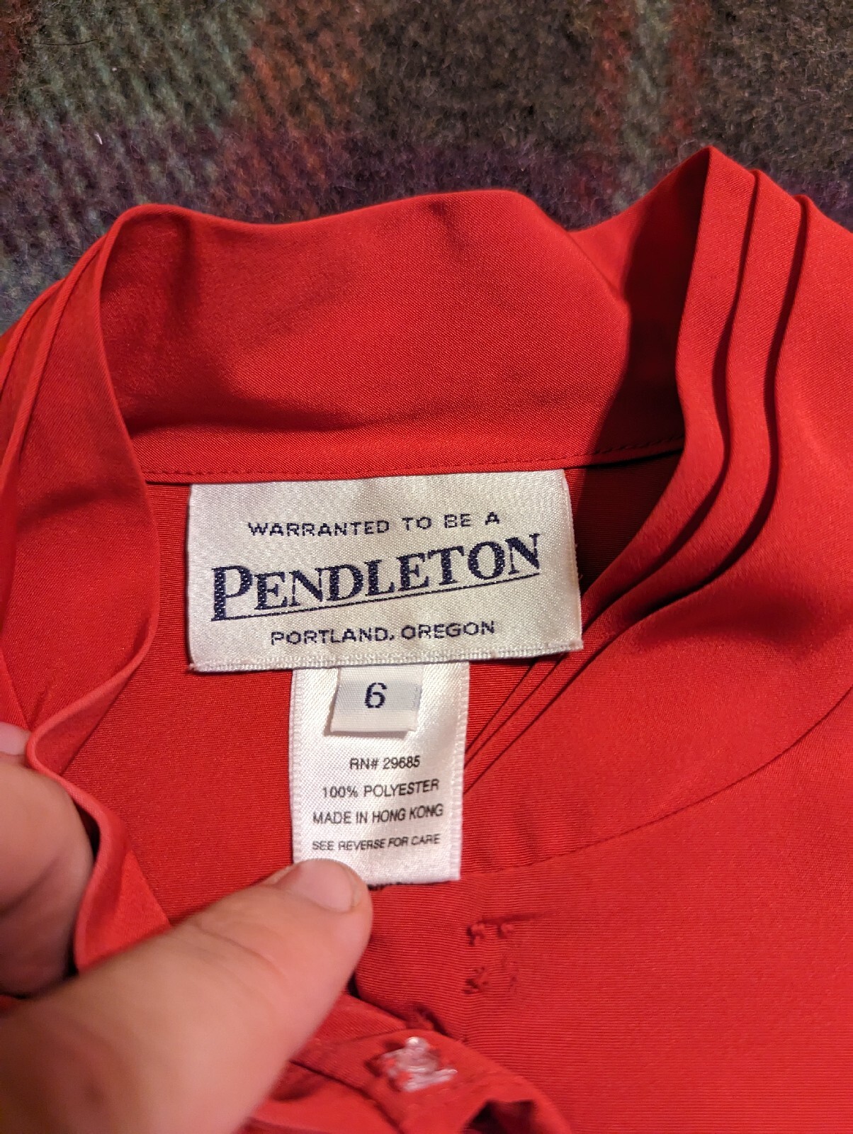 Vtg 90s Pendleton Red Layered Collar Button-Up Po… - image 3