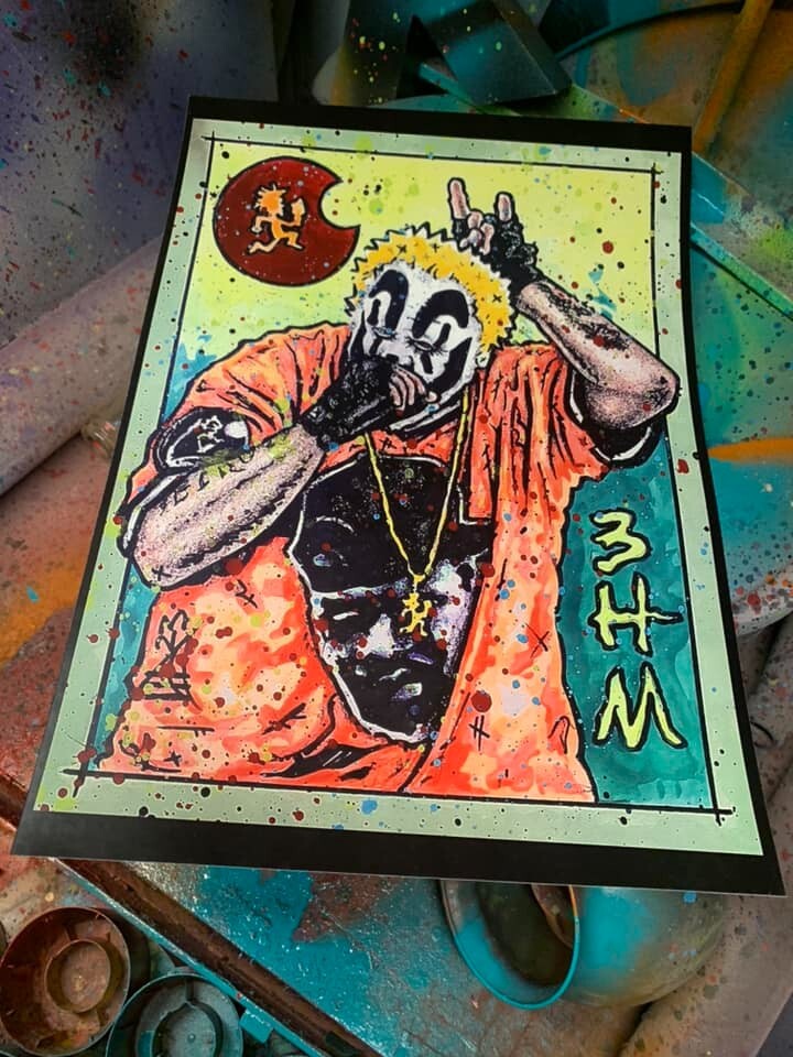 VIOLENT J 3 HEADED MONSTER DAC ART PRINT juggalo esham ouija macc