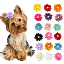 20pcs/pack Flower Dog Hair Bows Puppy Cat Pet Grooming for Holiday Accessories