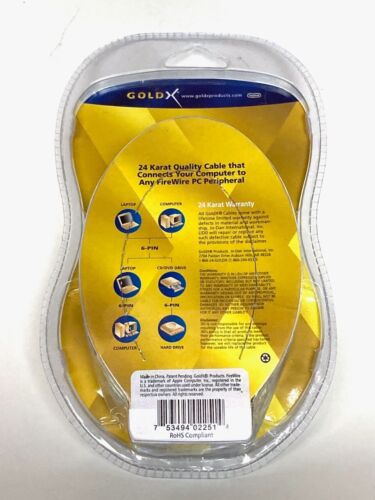 NEW Gold X 14.5' IEEE1394 FireWire i.LINK 6-pin to 6-pin Cable 1394 NIP - Picture 2 of 2
