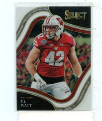 T.J. WATT 2022 Panini Select Draft Picks Field Level White Prizm #D /35 Wisconsi
