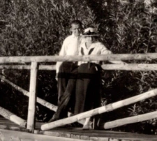 RPPC Couple Stands on Bridge AZO 1918-1930 VTG Postcard 1391