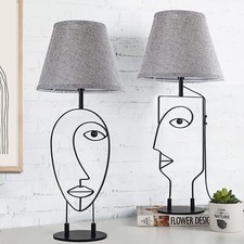 Table Lamps for Bedroom Set of 2, Black Bedside Nightstand Lamps, Art Light