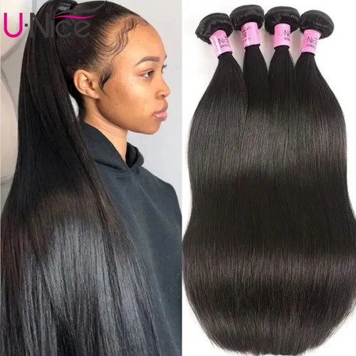 UNice Peruvian Straight 4 Bundles Hair Weaves 100% Virgin Human Hair Extensions - Picture 13 of 13