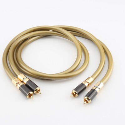Golden 5C HiFi Audio Signal Interconnect Cable with Carbon Fibre RCA Connectors