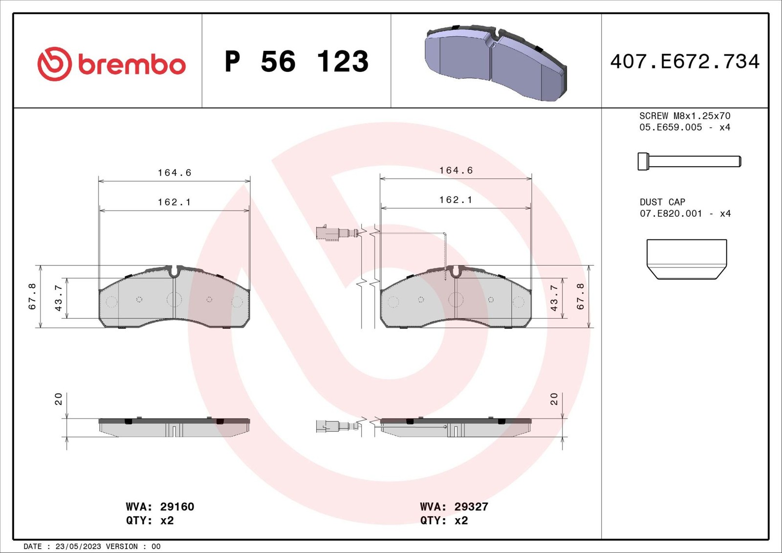 Plaquettes de frein Brembo P 56 123 contre les sifflements et l'usure précoce