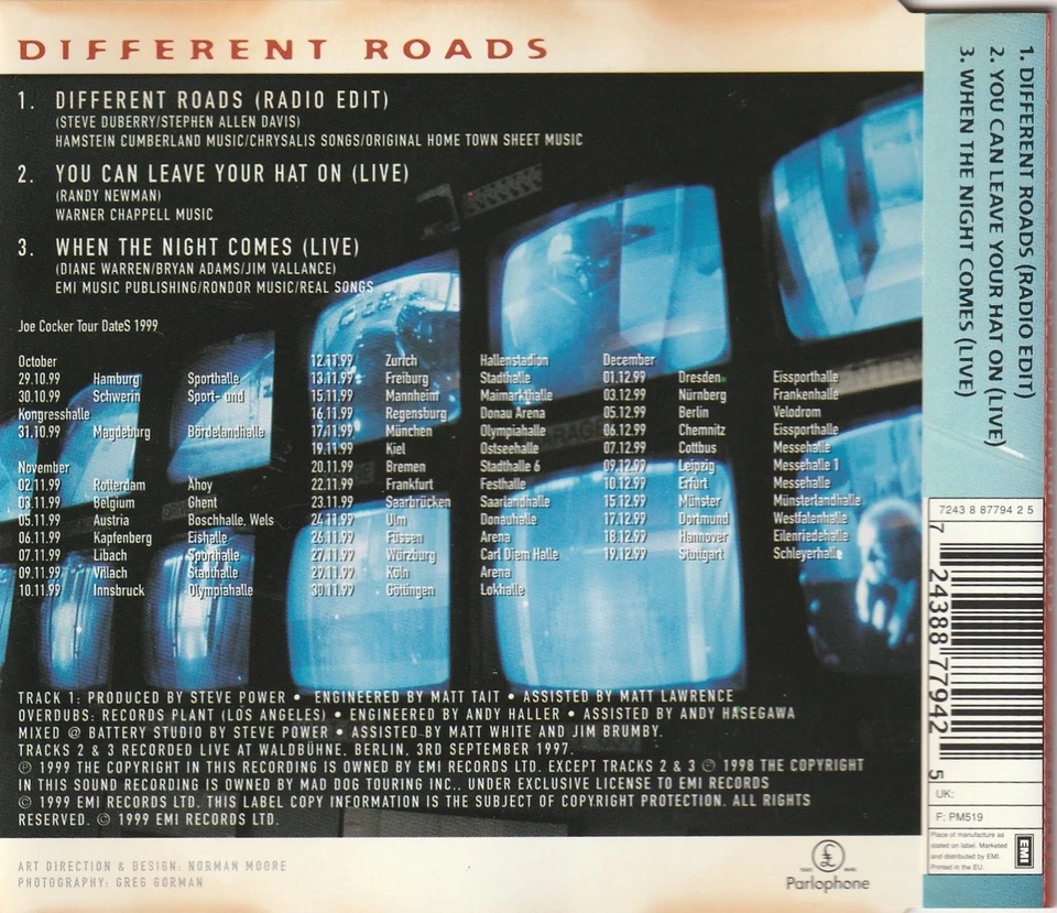 Joe Cocker – Different Roads - 1999 - Maxi-CD - - Bild 2 von 2