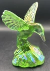 FENTON ART GLASS GREEN IRRIDESCENT UNDECORATED HUMMINGBIRD FIGURINE