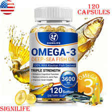 3x Strength EPA  DHA Omega 3 Fish Oil 3600mg, Highest Potency, 120 Softgels