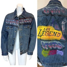 Vintage 90's GRAFFITI HAND PAINTED DENIM JACKET M Trucker Custom LIVING LEGEND