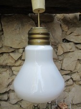 Suspension LAMPE AMPOULE Verre Opaline Vintage 70 style INGO MAURER 25x35cm