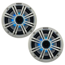 2x of Kicker 8" OEM Marine Coaxial White Speakers with MultiColor LED Lighting