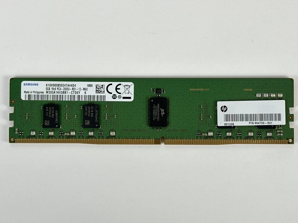 HP 1x 8GB 1Rx8 PC4-2666V-R Reg RDIMM DDR4 ECC RAM Memory 864706-591 - Image 2 of 4