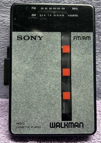 RARE VERSION Vintage 80s Sony Walkman WM-AF22 AM FM Radio Black Cassette Player