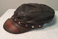 Vintage Harley Davidson Leather Flat Biker Hat Men's One Size Fits All (Patina)