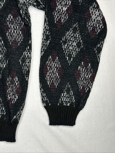 Vintage Bugle Boy Vintage Sweater Mens Size XL Black Burgundy White Pullover NWT - Picture 4 of 11
