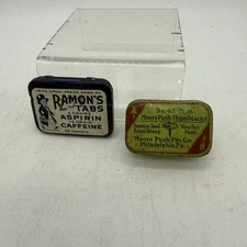 Vintage Ramon’s Tabs And Moore’s Push Pin Tins Lot Of Two