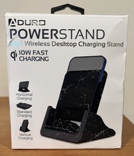 Aduro Power Stand 3 in 1 Wireless Desktop Charging Stand Black Marble NIB