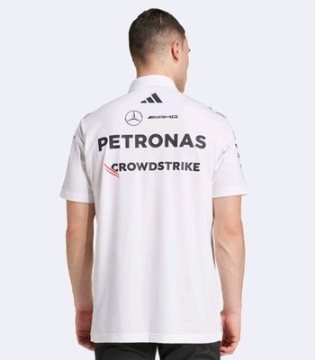 m*o様 Mercedes-Benz ポロシャツ ホワイト ブラック Adidas Mercedes AMG Petronas F1 Team Polo Short Sleeve Shirt