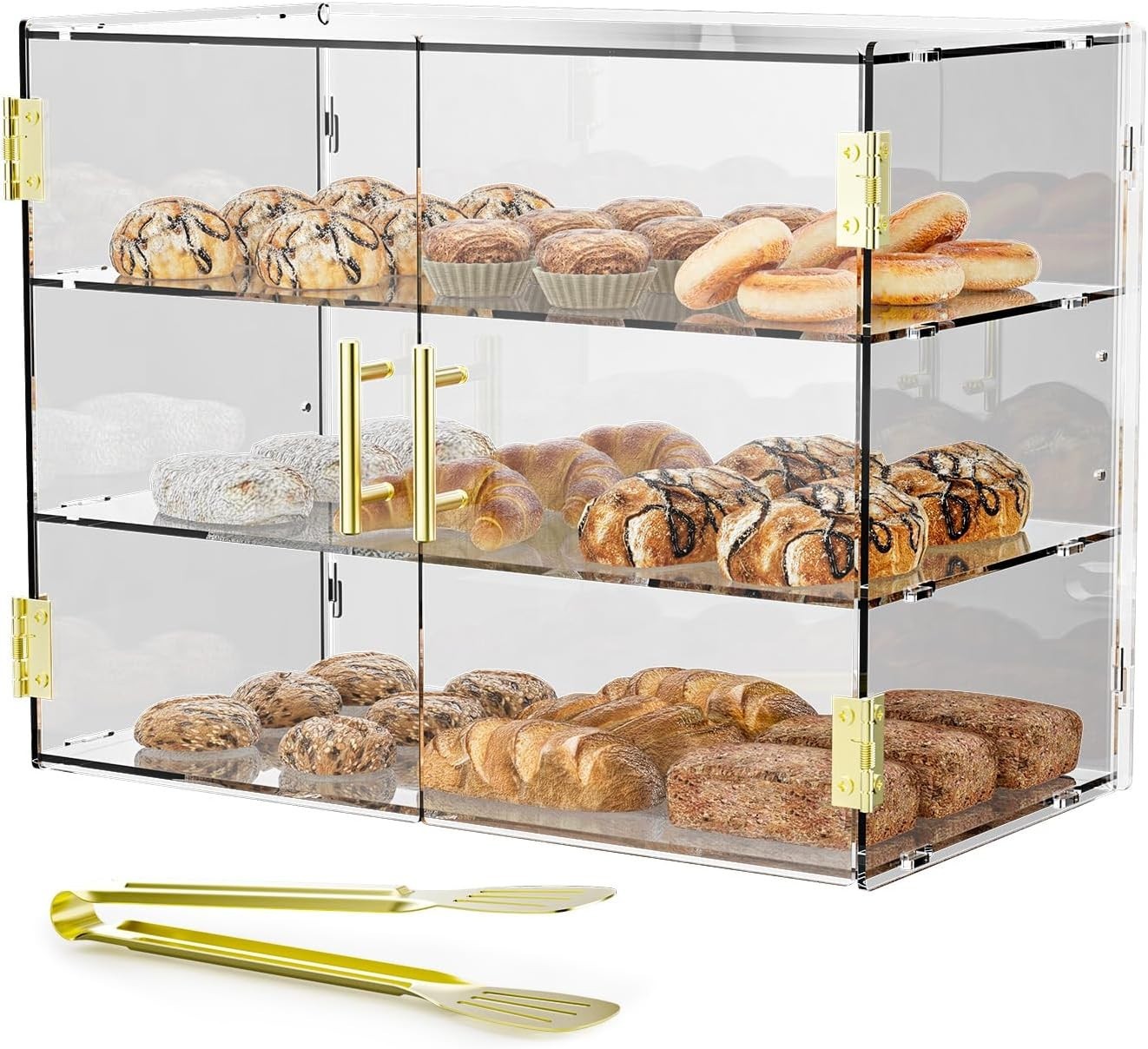 3 Tiers Countertop Bakery Display Pasty Food Case, Clear Acrylic 19.5 x 15 x 10"