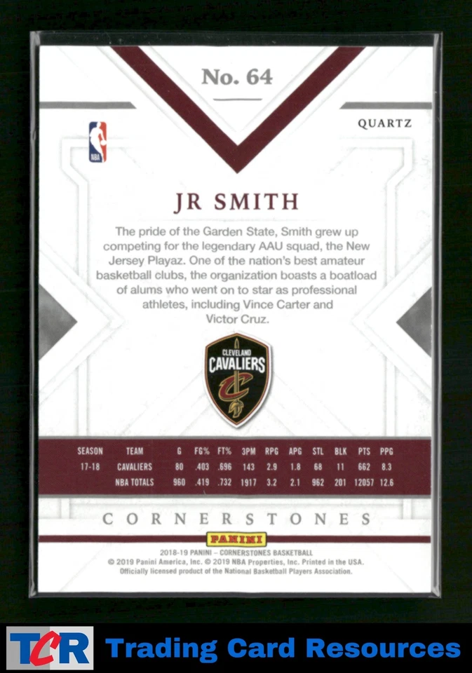 2018-19 Panini Cornerstones #64 JR Smith Quartz #/49 - Image 2 of 2