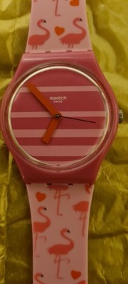 Swatch Watch Miami Peach Pink Flamingo Silicone Strap