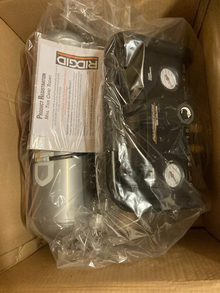Ridgid 2,5 галлона PSI 135 алюминиевый воздушный компрессор Twinstack OF25135 новая открытая коробка - Изображение 2 из 4