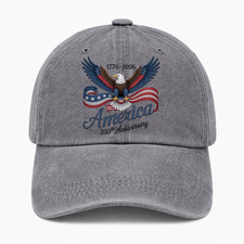 1776 2026 America 250 Hat Bald Eagle Patriotic USA Baseball Cap Adjustable