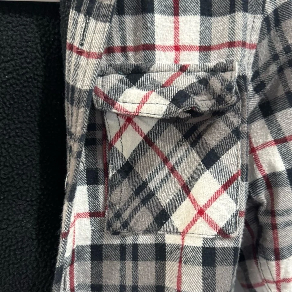 Burnside Niños Negro Blanco y Rojo Cuadros Forrado de Vellón Chaqueta con Capucha Talla Pequeña Foto 2 de 4