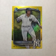 2025 Bowman - Chrome Prospects Edgleen Perez #BCP-80 Yellow Mojo Refractor /75