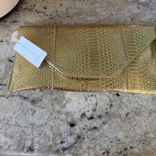 Vintage Large Golden Clutch Snakeskin Band New 