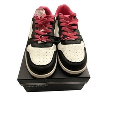 Nautica Manettay Sneakers Girls Size 5 White Black Pink New Low Top KN16408S