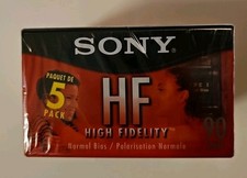 NEW Lot 5 Sony HF Cassette Tapes 90 Minutes Fidelity Audio