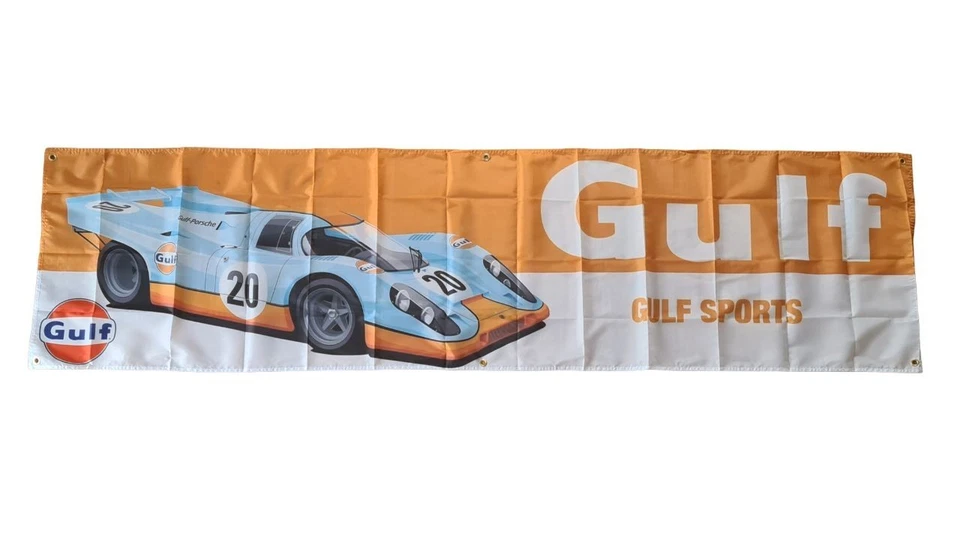 GULF Racing Motorsport Porsche 917 K Klassiker Banner Leinwand Flagge 60 x 240cm - Bild 2 von 4