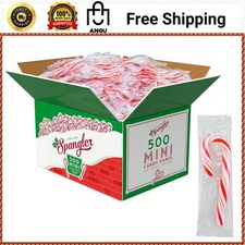 Red & White Peppermint Mini Candy Canes Box 500ct Individually Wrapped Holiday