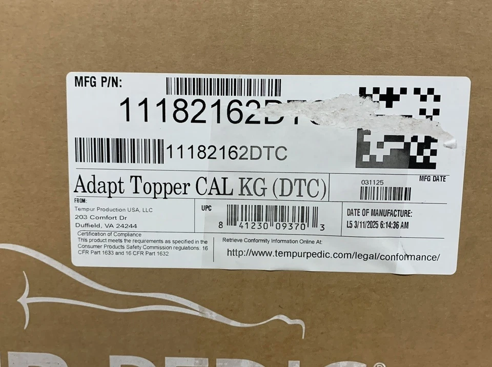 Almohadilla de colchón de espuma viscoelástica de 3 pulgadas TEMPUR-Adapt Supreme, California King Foto 2 de 4