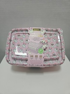 Ktchn Food SStorage Containers 14 Piece Set 7 Containers 7 Lids Pink Ghost