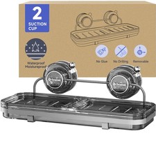 Soap Dish for Shower Suction Cup Wall Soap Bar Holder Self Draining NO-Drilli...