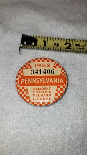 Distintivo spilla licenza di pesca Pennsylvania 1952 ottime condizioni - Foto 3 di 5