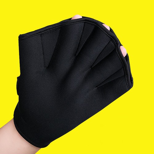1 Pair Swimming Gloves Webbed Aquatic Fit Traning Gloves Size L (Black) - Picture 5 of 12