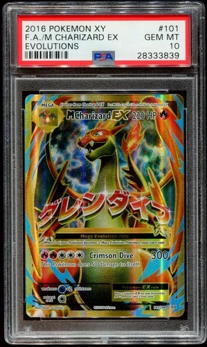 2016 POKEMON XY EVOLUTIONS MEGA M. CHARIZARD EX #101/108 FULL ART UR HOLO PSA 10